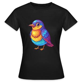 Drossel Bunte Kawaii Cartoon Figur Vogel - Frauen T-Shirt - Schwarz - Vorne - AI Model Female 172 dark (172cm)