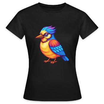 Jay Bird Bunte Kawaii Cartoon Figur Vogel - Frauen T-Shirt - Schwarz - Vorne - AI Model Female 172 dark (172cm)