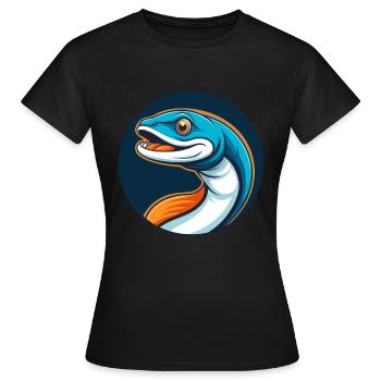 Anguille mignon kawaii dessin animé Clipart Animal Pet Logo - T-shirt Femme - noir - Devant - AI Model Female 172 dark (172cm)