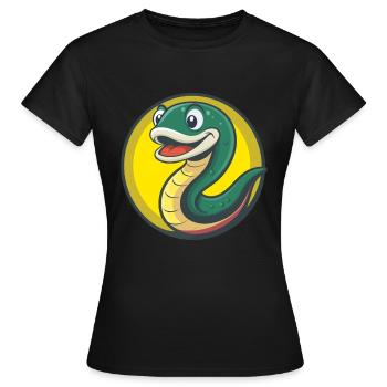 Anguille mignon kawaii dessin animé Clipart animal de compagnie - T-shirt Femme - noir - Devant - AI Model Female 172 dark (172cm)