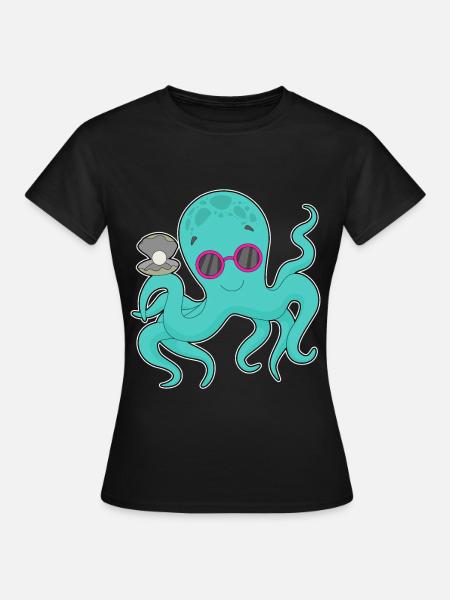 Krake Perle - Frauen T-Shirt - Schwarz