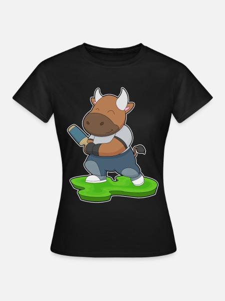 Stier Cricket Cricketschläger - Frauen T-Shirt - Schwarz
