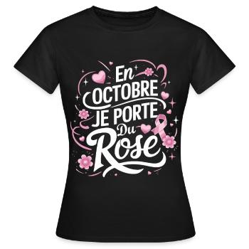 Octobre rose Lutte contre le cancer du sein - T-shirt Femme - noir - Devant - AI Model Female 172 dark (172cm)