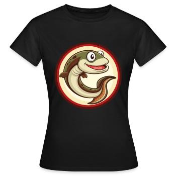 Anguille Coloré Kawaii Dessin Animé Personnage Clipart Animal de compagnie - T-shirt Femme - noir - Devant - AI Model Female 172 dark (172cm)