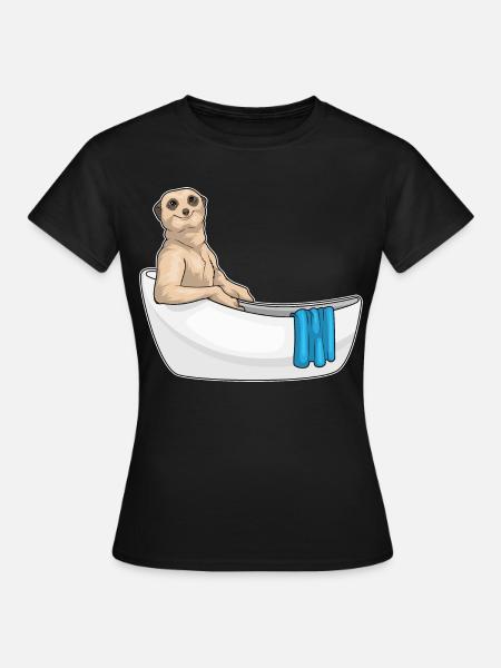 Erdmännchen Baden Badewanne - Frauen T-Shirt - Schwarz