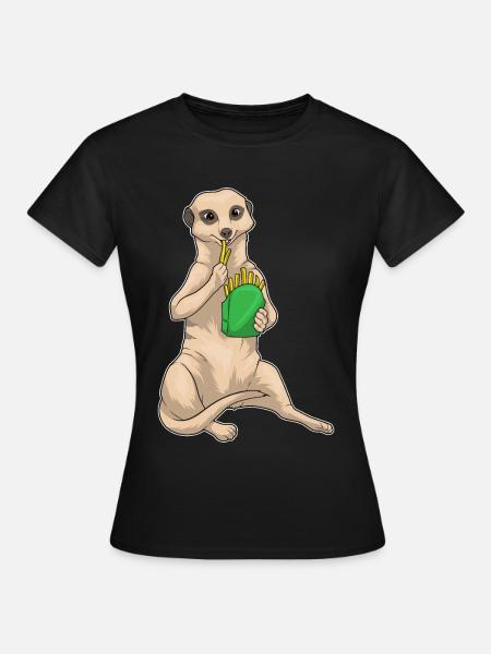 Erdmännchen Pommes frites - Frauen T-Shirt - Schwarz