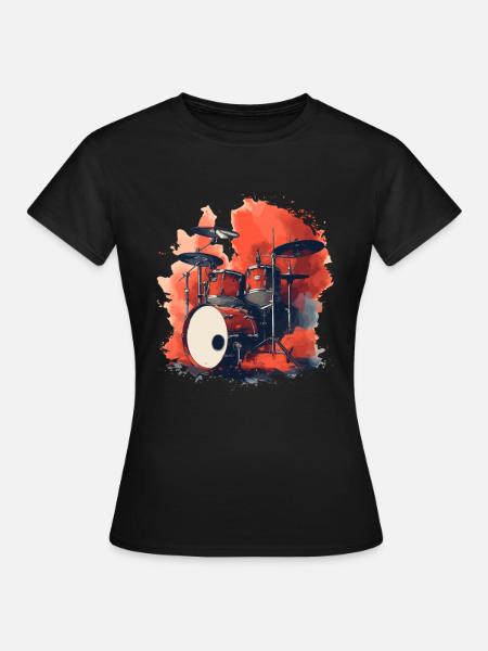 Schlagzeug Retro Style - Frauen T-Shirt - Schwarz