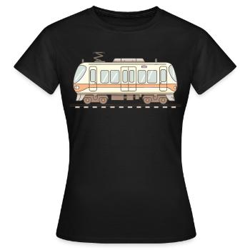 Eisenbahn Comic Look - Frauen T-Shirt - Schwarz - Vorne - AI Model Female 172 dark (172cm)