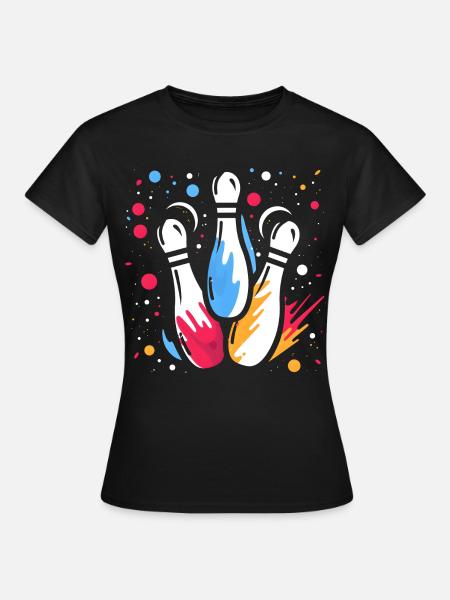 Retro Kegeln - Frauen T-Shirt - Schwarz