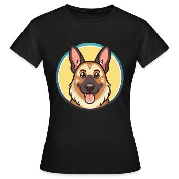 Berger d’Europe de l’Est Race Dessin animé Kawaii - T-shirt Femme - noir - Devant - AI Model Female 172 dark (172cm)
