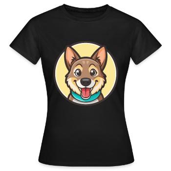 Mischling Hund Rasse Cartoon Figur Kawaii Clipart - Frauen T-Shirt - Schwarz - Vorne - AI Model Female 172 dark (172cm)