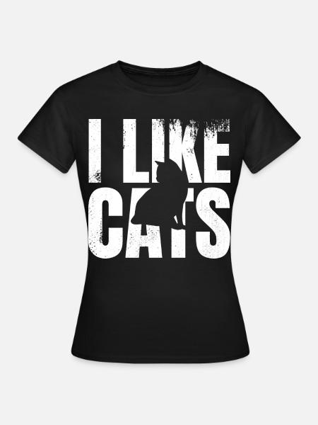 Ich mag Katzen - Frauen T-Shirt - Schwarz