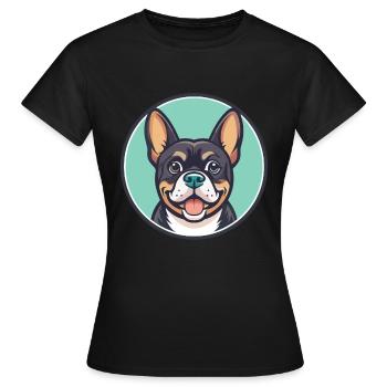 Cao De Castro Laboreiro Hunderasse Karikatur Kawaii - Frauen T-Shirt - Schwarz - Vorne - AI Model Female 172 dark (172cm)