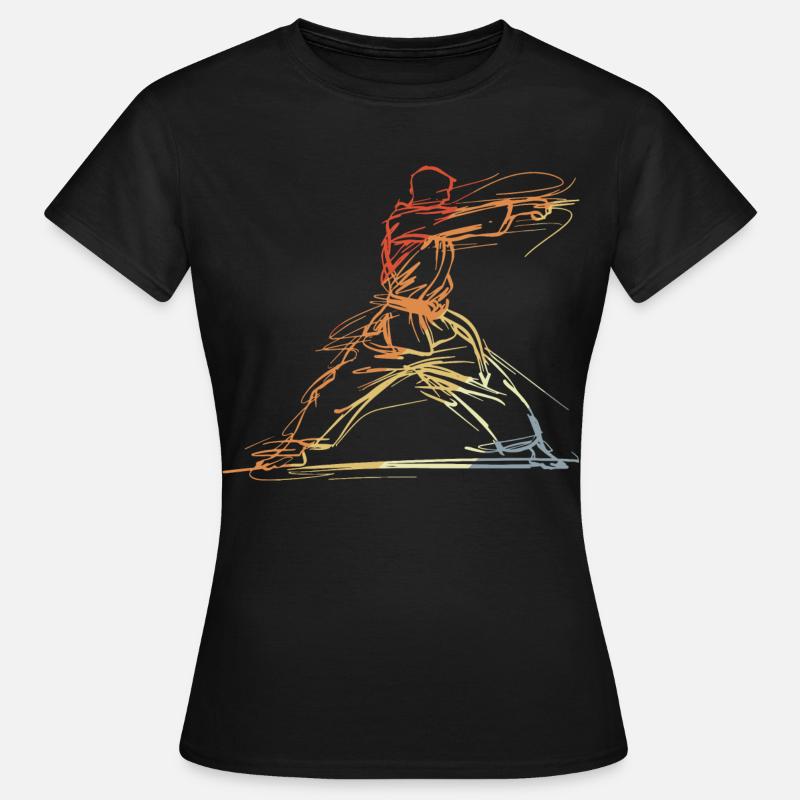 Karateka Line Sketch Retro - Women's T-Shirt - black