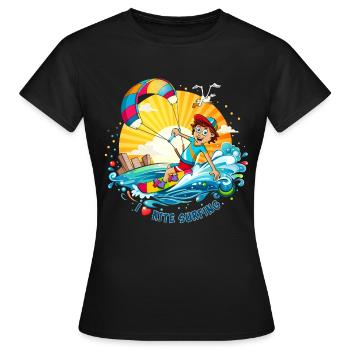 Colorful illustration of a kite surfer - Women's T-Shirt - black - Front - AI Model Female 172 dark (172cm)
