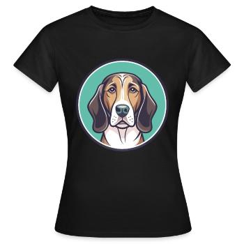 Norman Hound Chien Race Dessin animé Kawaii Clipart Animal de compagnie - T-shirt Femme - noir - Devant - AI Model Female 172 dark (172cm)