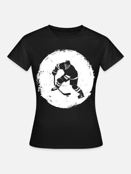 Eishockeyspieler Zeichnung - Frauen T-Shirt - Schwarz