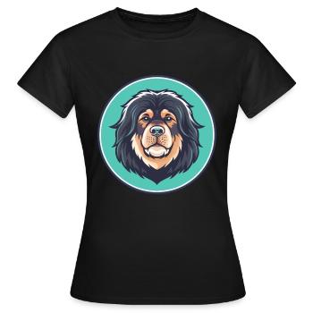 Tibetische Dogge Hunderasse Karikatur Kawaii Clipart - Frauen T-Shirt - Schwarz - Vorne - AI Model Female 172 dark (172cm)