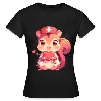Eichhörnchen Krankenschwester Pflegerin Ärztin - Frauen T-Shirt - Schwarz - Vorne - AI Model Female 172 dark (172cm)