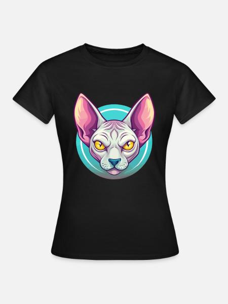 Don Sphynx Katzenrasse Cartoon Kawaii Tier Haustier - Frauen T-Shirt - Schwarz