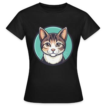 Hauskatze Rasse Karikatur Kawaii Tier Haustier - Frauen T-Shirt - Schwarz - Vorne - AI Model Female 172 dark (172cm)