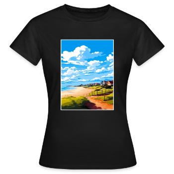 Suffolk Coast Heaths Travel Poster Souvenir WPA - Women's T-Shirt - black - Front - AI Model Female 172 dark (172cm)
