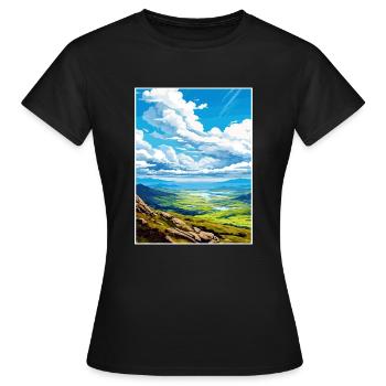 Mourne Mountains Aonb Travel Poster Souvenir WPA - Women's T-Shirt - black - Front - AI Model Female 172 dark (172cm)
