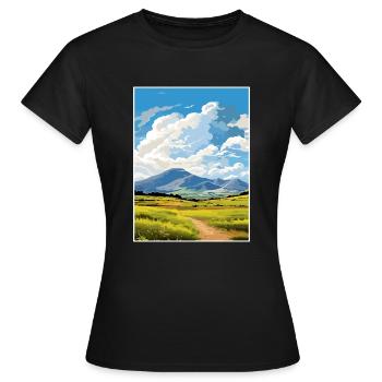Mourne Mountains Aonb Travel Poster Souvenir WPA - Women's T-Shirt - black - Front - AI Model Female 172 dark (172cm)