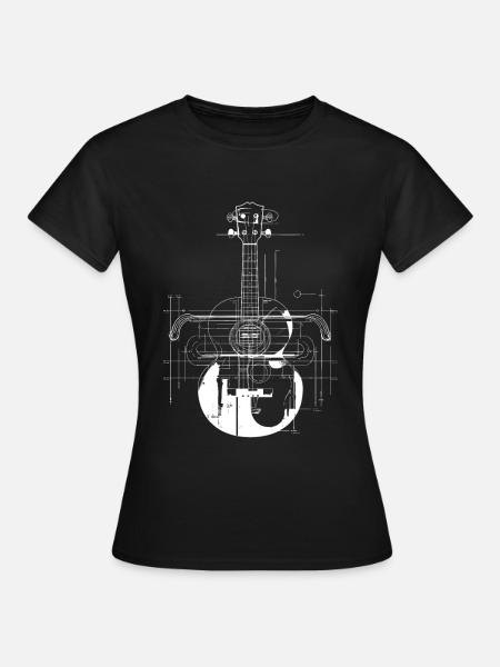 Ukulele Zeichnung - Frauen T-Shirt - Schwarz