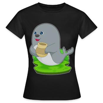 Seehund Vase - Frauen T-Shirt - Schwarz - Vorne - AI Model Female 172 dark (172cm)