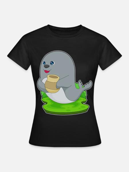 Seehund Vase - Frauen T-Shirt - Schwarz