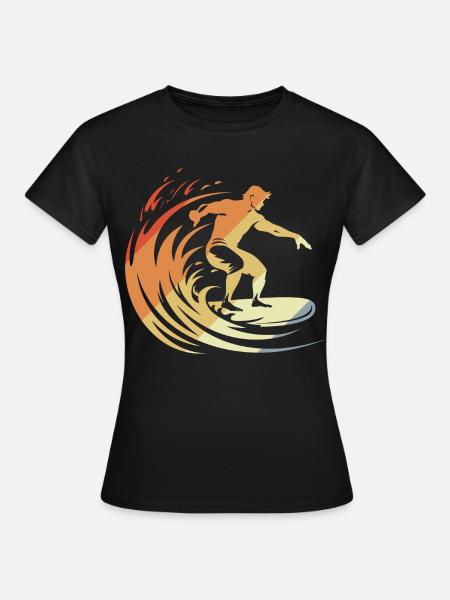 Retro Surfer - Frauen T-Shirt - Schwarz