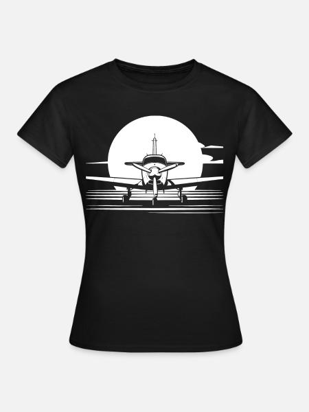 Flugzeug Skizze - Frauen T-Shirt - Schwarz