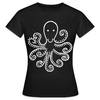 Strange white octopus - Women's T-Shirt - black - Front - AI Model Female 172 dark (172cm)
