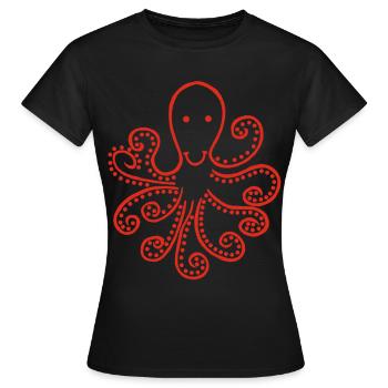 Strange red octopus - Women's T-Shirt - black - Front - AI Model Female 172 dark (172cm)