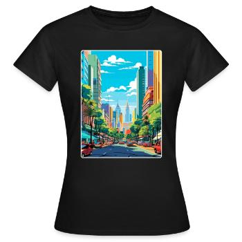 Sao Paulo Brésil Affiche de voyage Peinture Souvenir WPA - T-shirt Femme - noir - Devant - AI Model Female 172 dark (172cm)