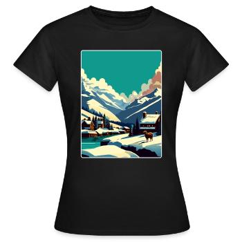 Verbier Ski Resort Mountain Switzerland Travel WPA - Frauen T-Shirt - Schwarz - Vorne - AI Model Female 172 dark (172cm)
