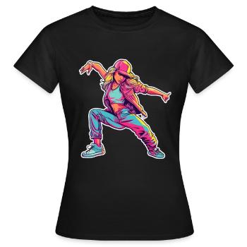 Retro Comic B-Girl - Frauen T-Shirt - Schwarz - Vorne - AI Model Female 172 dark (172cm)