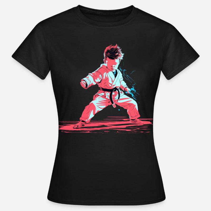 Karate Junge Synthwave - Frauen T-Shirt - Schwarz