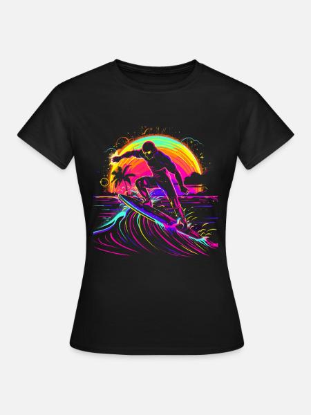 Surfer Vaporwave - Frauen T-Shirt - Schwarz