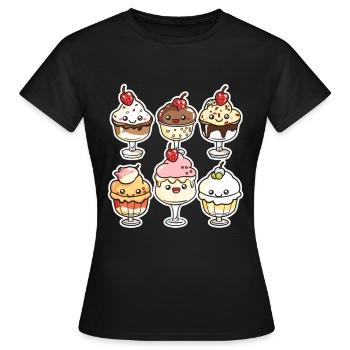 Eiscreme Karikatur - Frauen T-Shirt - Schwarz - Vorne - AI Model Female 172 dark (172cm)
