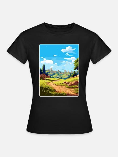 Troja Türkei Reise Poster Souvenir Postkarte Farbe - Frauen T-Shirt - Schwarz