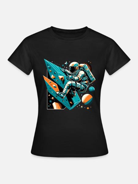 Bouldern Astronaut Geschenk - Frauen T-Shirt - Schwarz