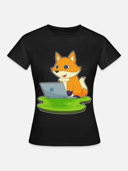 Fuchs Laptop - Frauen T-Shirt - Schwarz