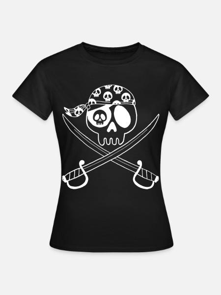 Piratenschädel (Weiß) - Frauen T-Shirt - Schwarz