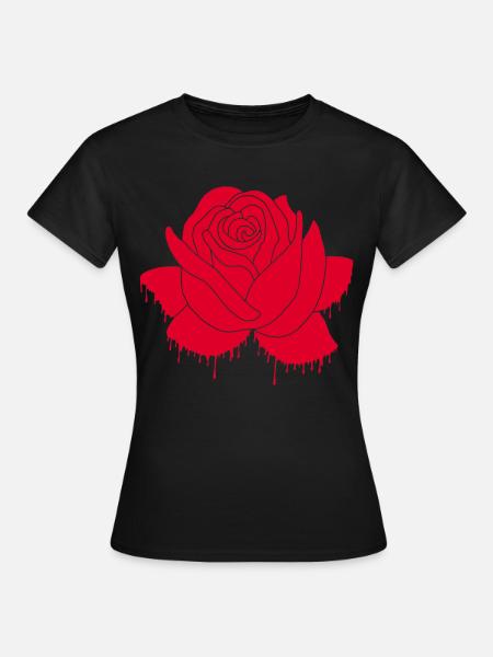 Graffiti einer roten Rose - Frauen T-Shirt - Schwarz