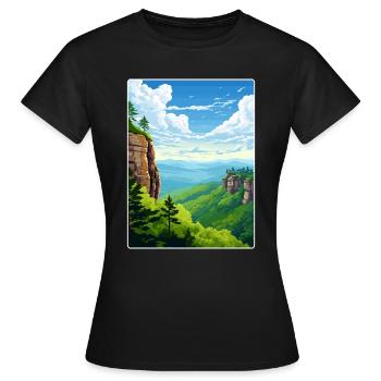 Montagnes de grès de l’Elbe Allemagne Affiche de voyage WPA - T-shirt Femme - noir - Devant - AI Model Female 172 dark (172cm)