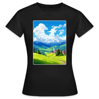 Berchtesgaden Allemagne Affiche de voyage Souvenir WPA - T-shirt Femme - noir - Devant - AI Model Female 172 dark (172cm)