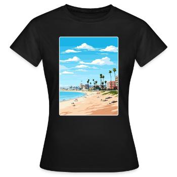 Manhattan Beach Californie Affiche de voyage souvenir - T-shirt Femme - noir - Devant - AI Model Female 172 dark (172cm)