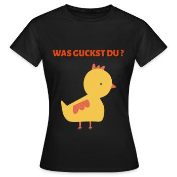 WAS GUCKST DU? - Frauen T-Shirt - Schwarz - Vorne - AI Model Female 172 dark (172cm)